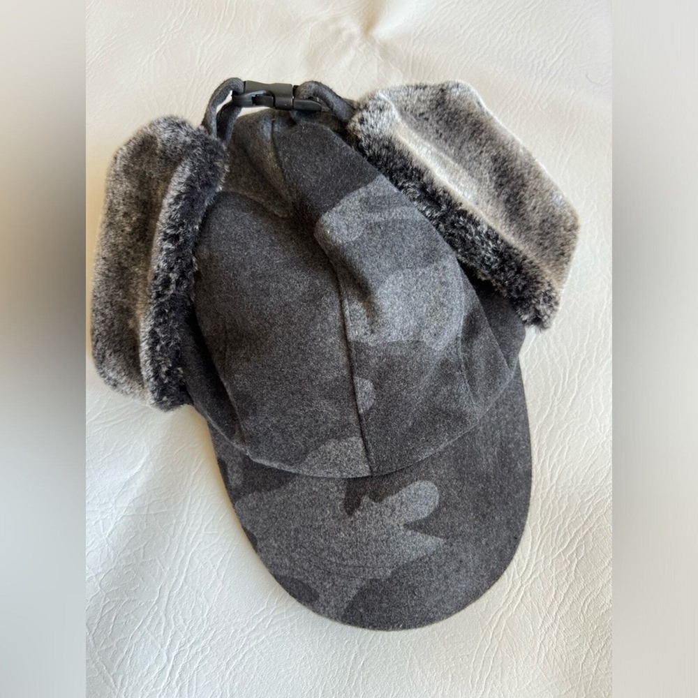 Public opinion NWOT Wool Blend Camo Faux Fur Ear Flap Hat One Size